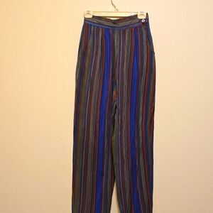 MARC D'ALCY SILK VINTAGE STRIPED PANTS SIZE 7/8